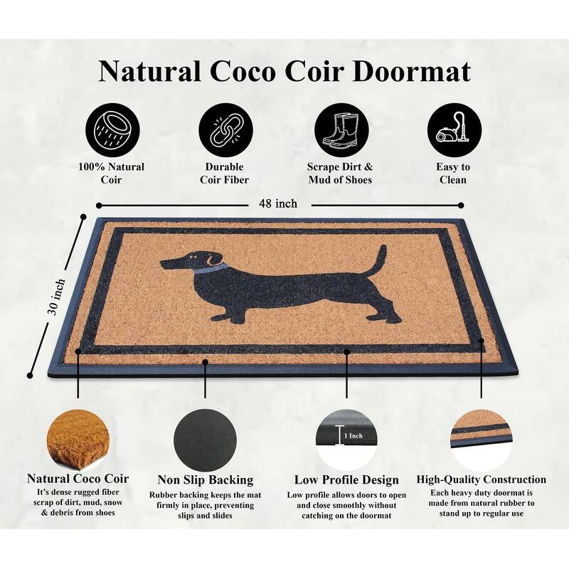 A1HC Rubber and Coir Heavy Duty Non-Slip Tapered Edge Doormat