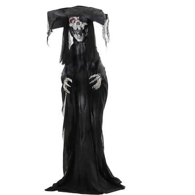 Haunted Hill Farm Captain Dreadful the Animatronic Shaking Pirate with Light-Up Eyes for Scary Halloween Decoration
