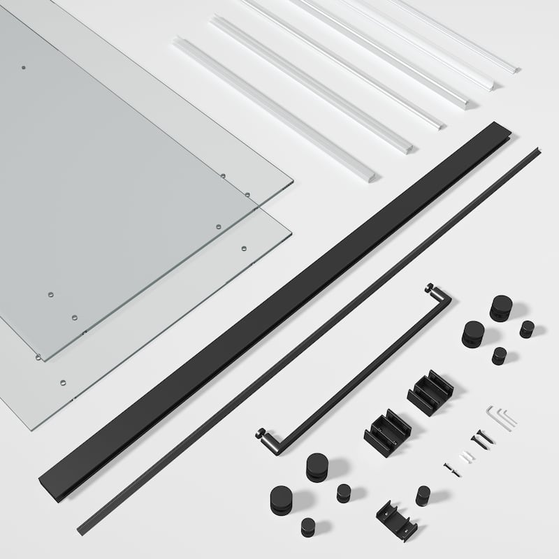 SP Series 44" - 48" W x 77" H Contemporary Frameless Double Sliding Shower Door with 3/8" Clear Tempered Glass