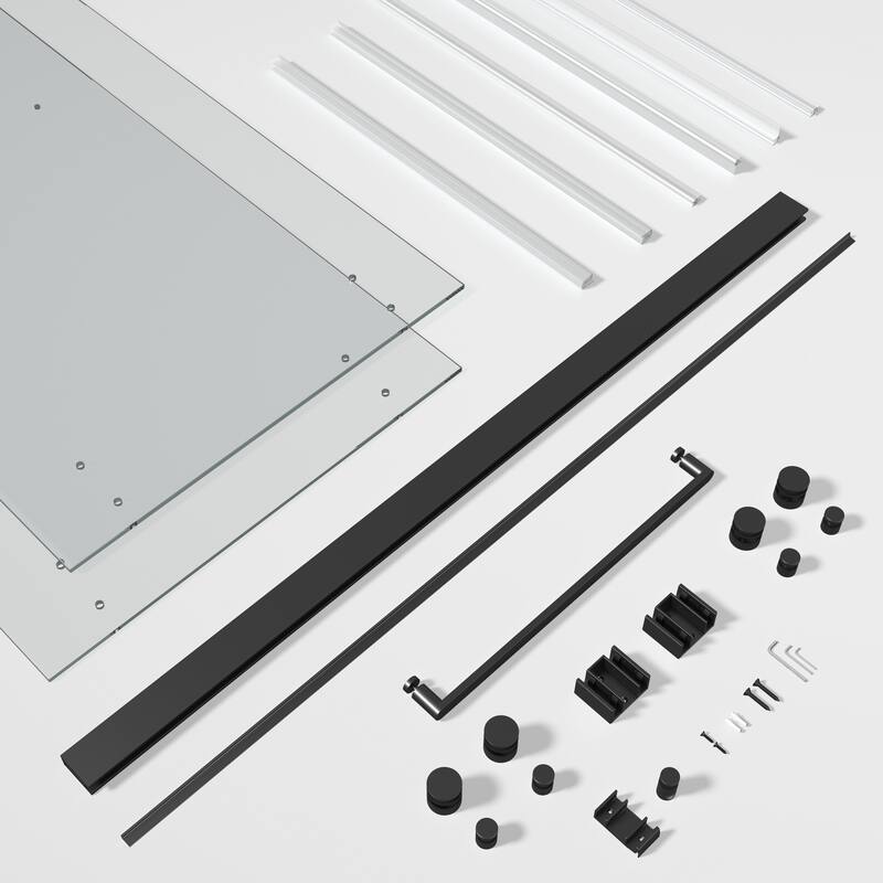 SP Series 68" - 72" W x 77" H Contemporary Frameless Double Sliding Shower Door with 3/8" Clear Tempered Glass