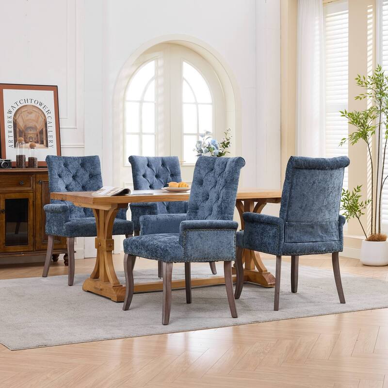Roomfitters Upholstered Dining Chairs with Barrel Back and Wood Legs, Modern Accent Side Chairs for Living Room