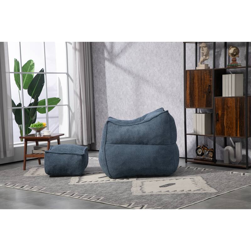 GDFStudio - COOLMORE Boucle Bean Bag Chair with Memory Foam Filling for Ultimate Comfort