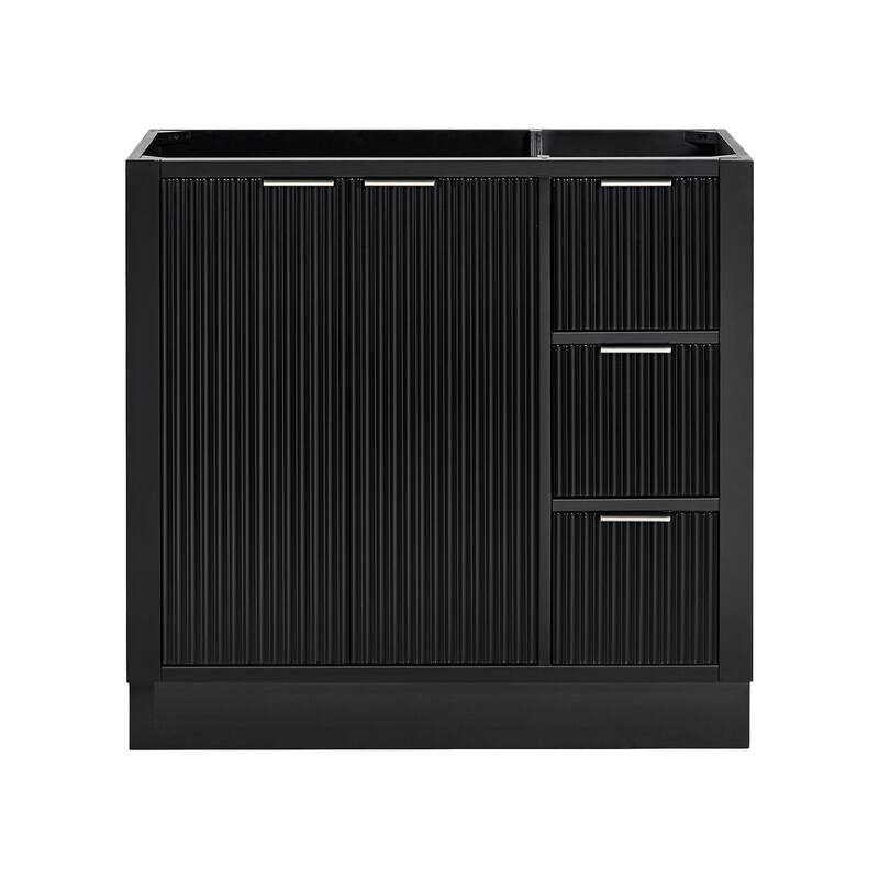 Ariel P36-L-BC Milan 36" Single Free Standing Vanity Cabinet - Black / Brushed Nickel Hardware