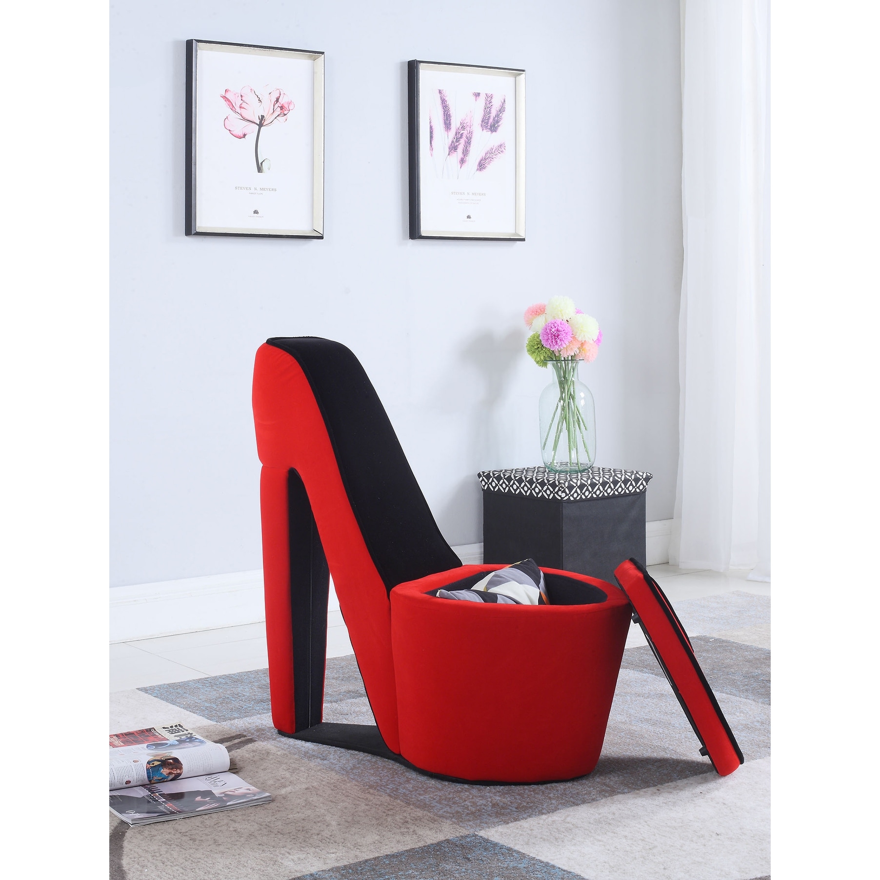 High heel shoe chair with storage store