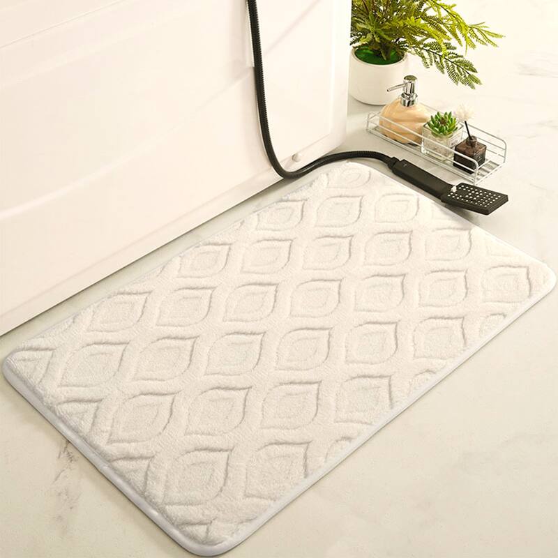 Absorbent Bathroom Rug, Soft Non Slip Mat, Rubber Backing Quick Dry Rugs for Shower Floor, Bath Decor