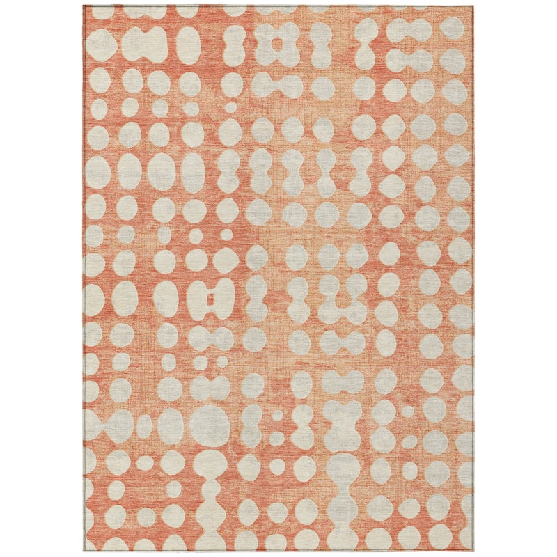 Machine Washable Indoor/ Outdoor Chantille Abstract Dots Rug