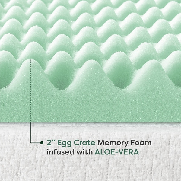 2 Inch Egg Crate Memory Foam Mattress Topper with Calming Aloe Infusion -  Bed Bath & Beyond - 31871710