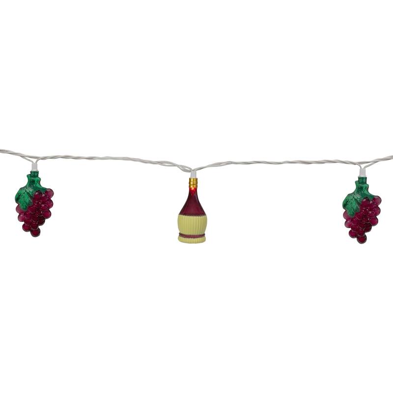 10ct Grape Wine Bottle Christmas Novelty Light Set, 7.5ft Green Wire