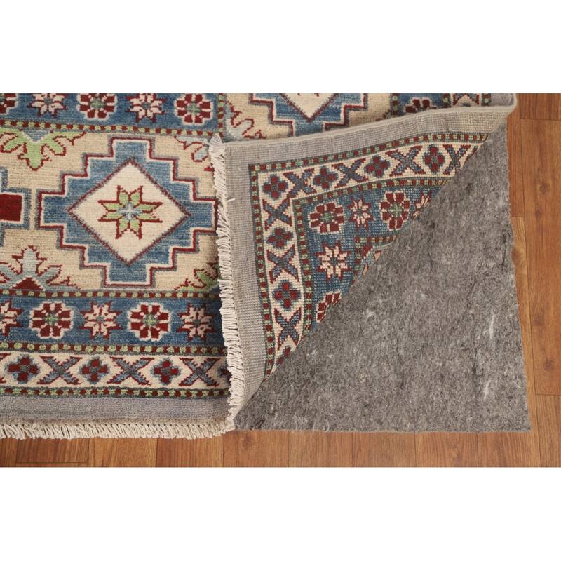 Gray Geometric Kazak Oriental Area Rug Handmade Wool Carpet - 9'11"x 13'3"