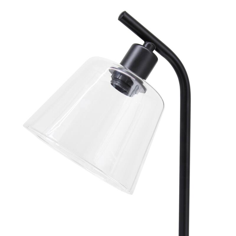 Curved Arm Desk Lamp with Glass Shade - 15.75" - Black