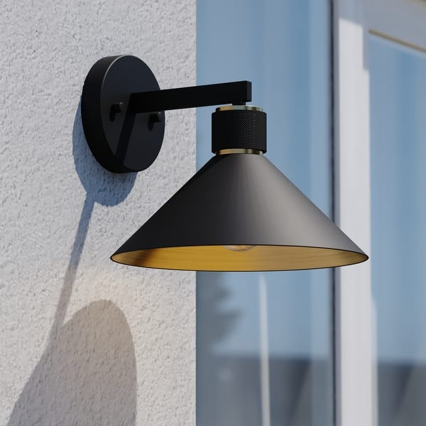 slide 2 of 14, VAXCEL Dunbar 1-Light Matte Black and Gold Contemporary Outdoor Wall Sconce, Durable Metal Shade, LED Compatible, Dark Sky Matte Black and Gold - 10-in W x 8.5-in H x 10.75-in D