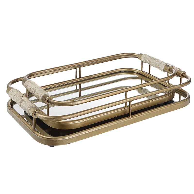 Uttermost Rosea Brushed Gold Trays, Set Of 2 - 20"W x 3"H x 11"D