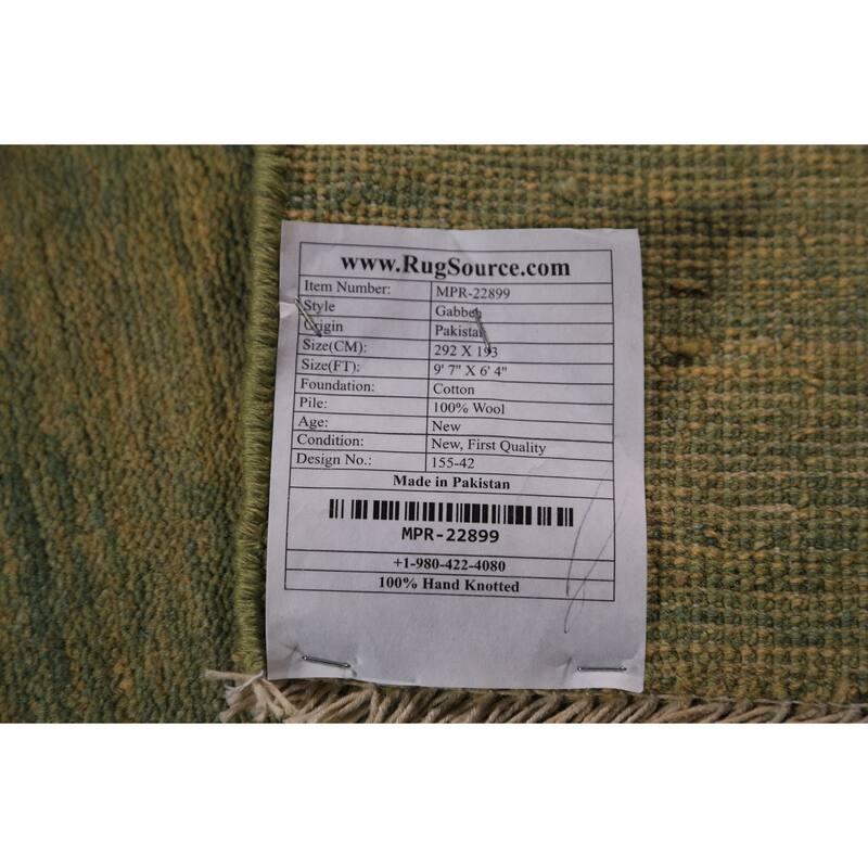 Green & Yellow Gabbeh Modern Area Rug Handmade Wool Carpet - 6'4" x 9'7"