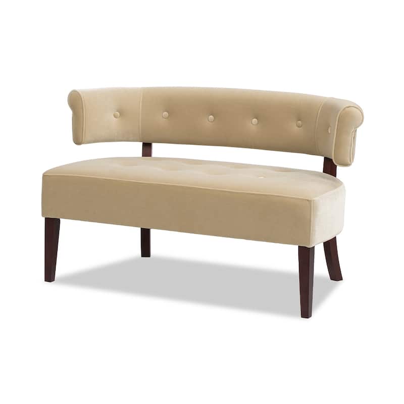 Roll Arm Tufted Bench Settee,Performance Velvet