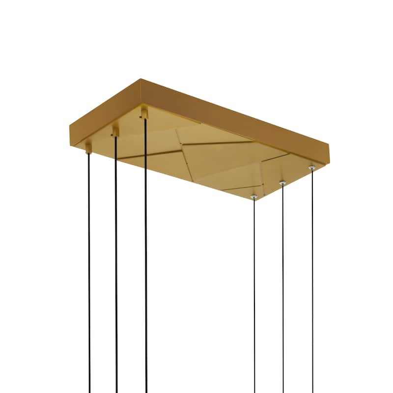 Saber Integrated LED 50in Brass Chandelier with Handcrafted Glass