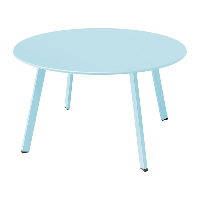 Clihome Patio Round Metal Coffee Table, Outdoor Side Table