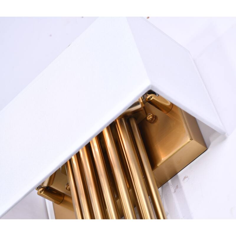 2-Light Gold Rod Wall Sconce With A White Shade