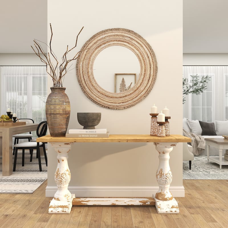 Brown Bamboo Wood Textured Decorative Vase with Lacquer