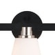 preview thumbnail 12 of 13, Vermont Matte Black and Satin Nickel Bathroom Vanity Lighting Fixture, Etched White Glass Shade, Dimmable, LED Compatible Wall