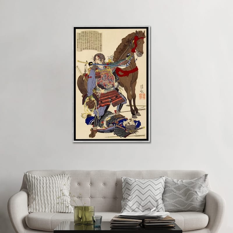iCanvas "Samurai & Horse" by Unknown Artist Framed