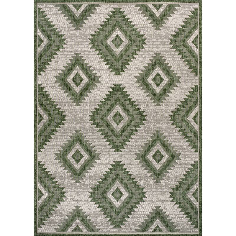 JONATHAN Y Aimee Geometric Moroccan Diamond Black/Cream Indoor/Outdoor Area Rug - 5 X 8 - Green/Cream