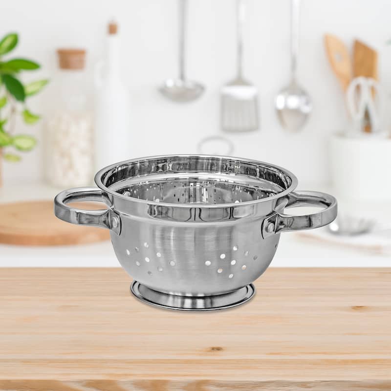 IH Casa Decor Stainless Steel Deep Colander With Handles 9.5" - Silver - Silver