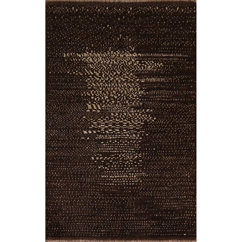 Hand Knotted Oriental 100% Wool Carpet Tribal Tribal Brown Moroccan Area Rug - 7' 11'' X 5' 8''