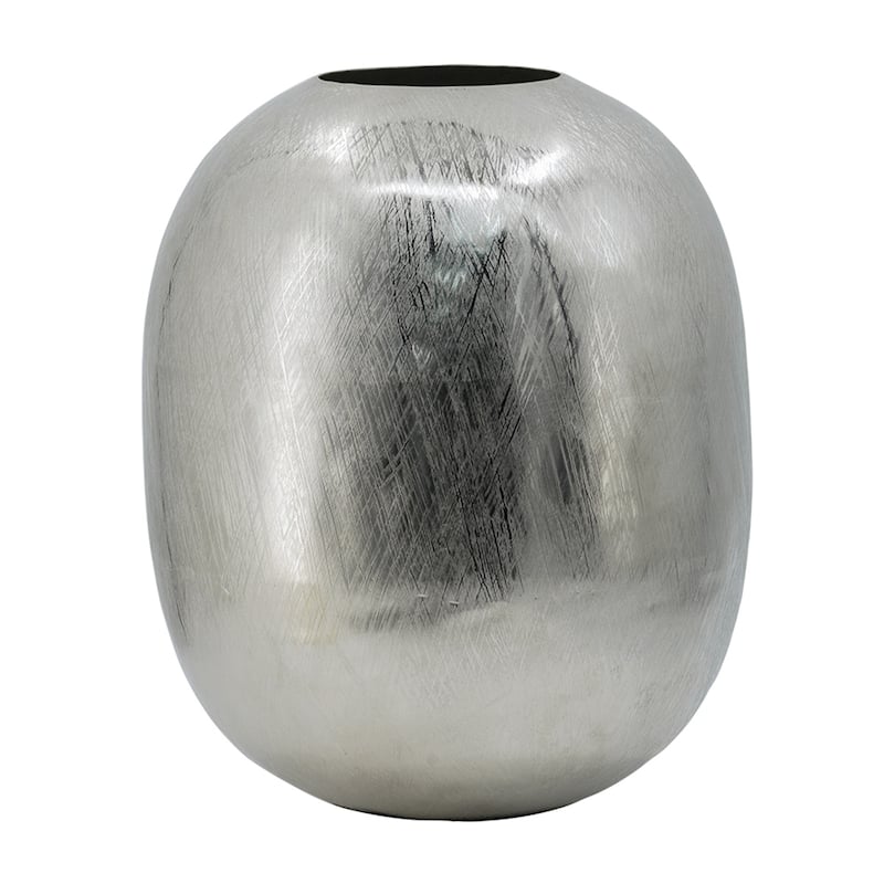 10.5x10.5x13" Aluminum Vase, Silver Streaks