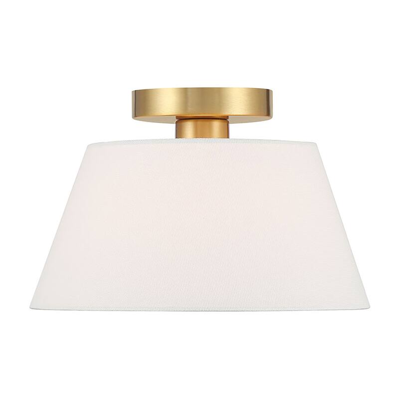 Bellevue SHCF95384 12" Wide Semi-Flush Ceiling Fixture with Linen - Natural Brass