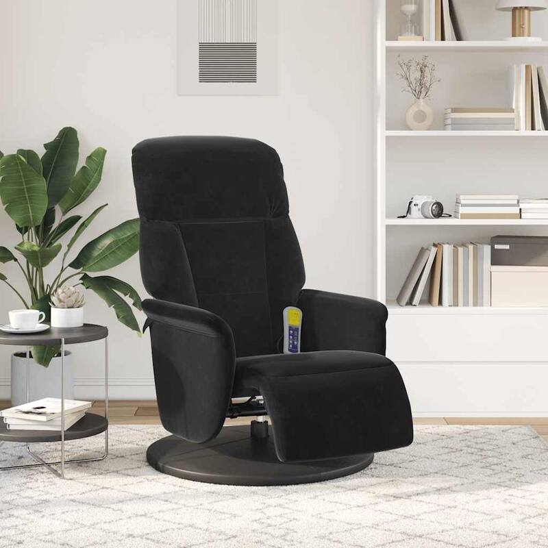 vidaXL Massage Recliner Chair with Footrest Black Velvet