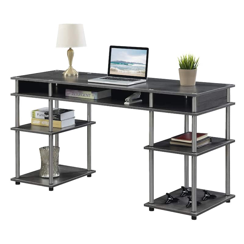 Convenience Concepts Designs2Go No Tools 60 inch Deluxe Student Desk with Shelves