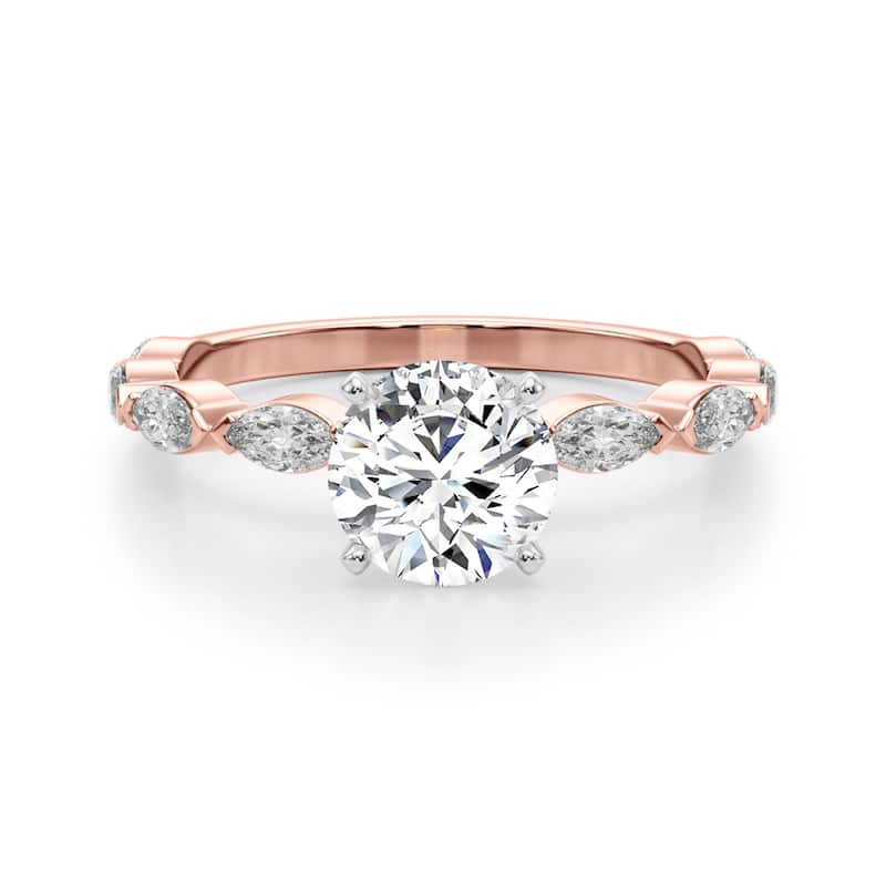 Auriya 14k Rose Gold Lab Grown Round Diamond Engagement Ring 0.50 to 5.00 ct. tw. (F-G VS)