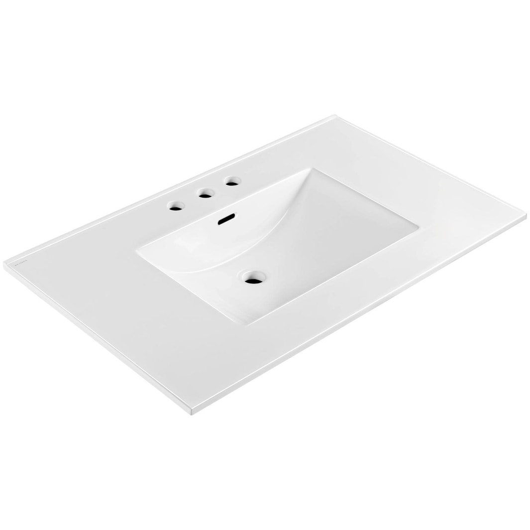 Whitehaus WHCS3722-3H 37" Rectangular Vitreous China Drop In Bathroom