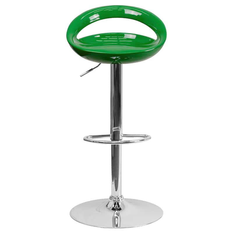 Height-adjustable Barstools with Rounded Cutout Backs (Set of 2) - 18.25"W x 18.25"D x 30.25" - 38.75"H