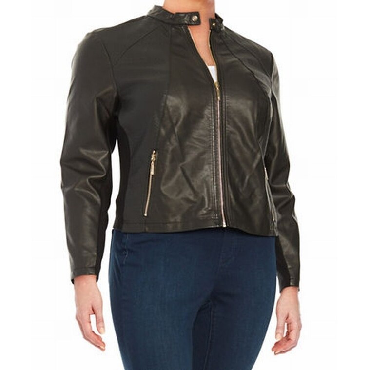 Shop Ivanka Trump New Brown Womens 2x Plus Faux Leather Motorcycle Jacket Overstock 19781221