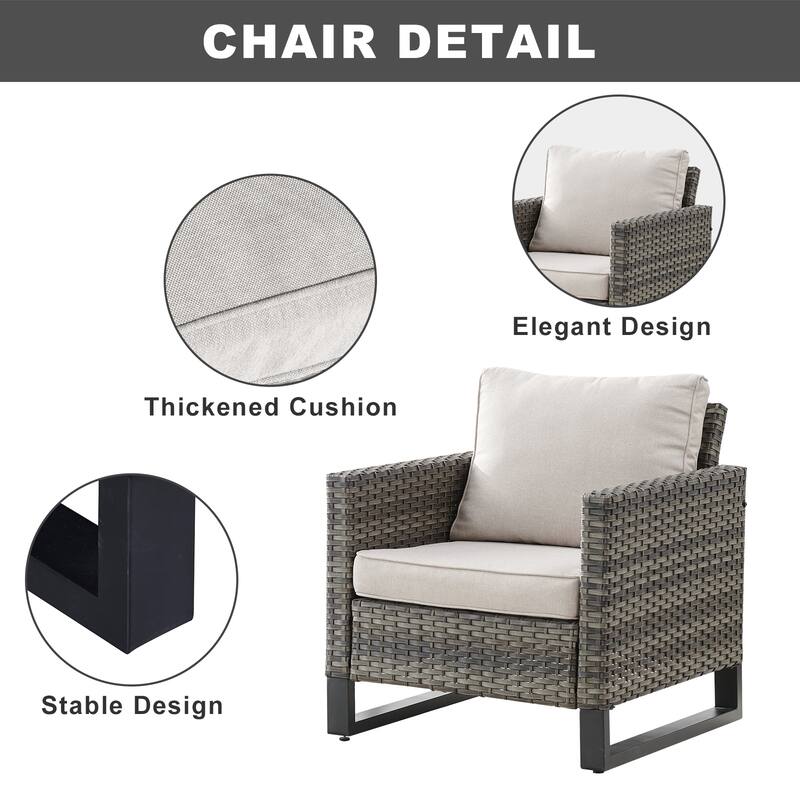 Gymojoy Patio Sofa Chair Set with Propane Fire Pit Table