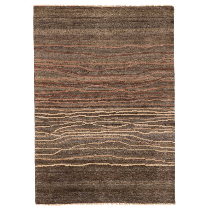 ECARPETGALLERY Hand-knotted Peshawar Ziegler Dark Brown, Taupe Wool Rug - 5'1 x 7'0