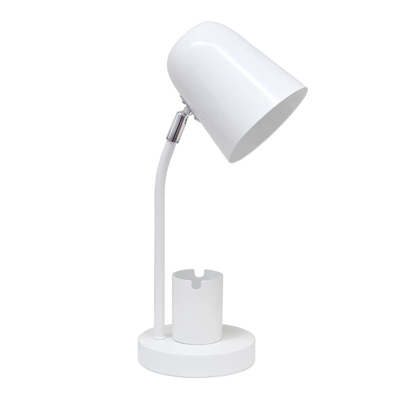 Adjustable Gooseneck Desk Lamp with Metal Shade - 15.75" - White