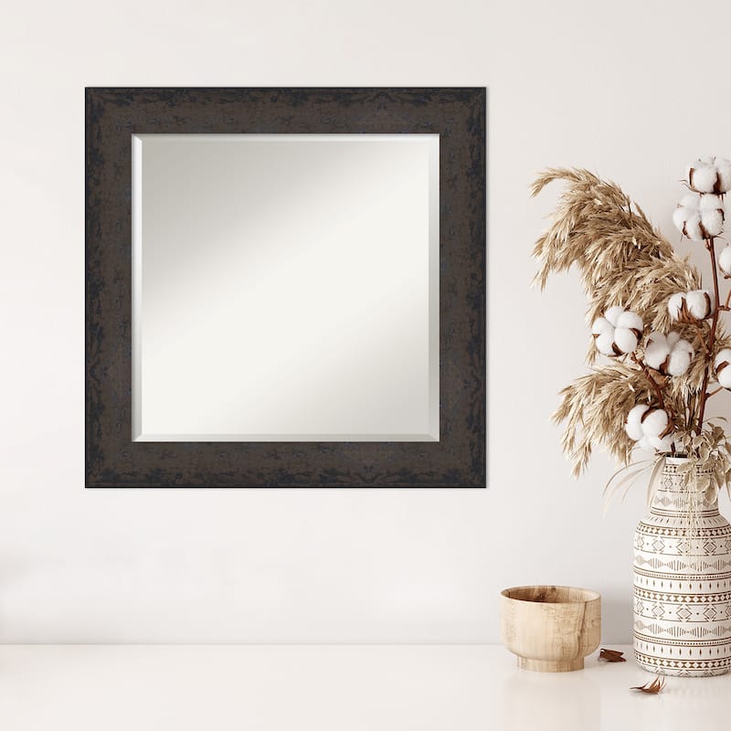 Dappled Beveled Wood Framed Wall Mirror