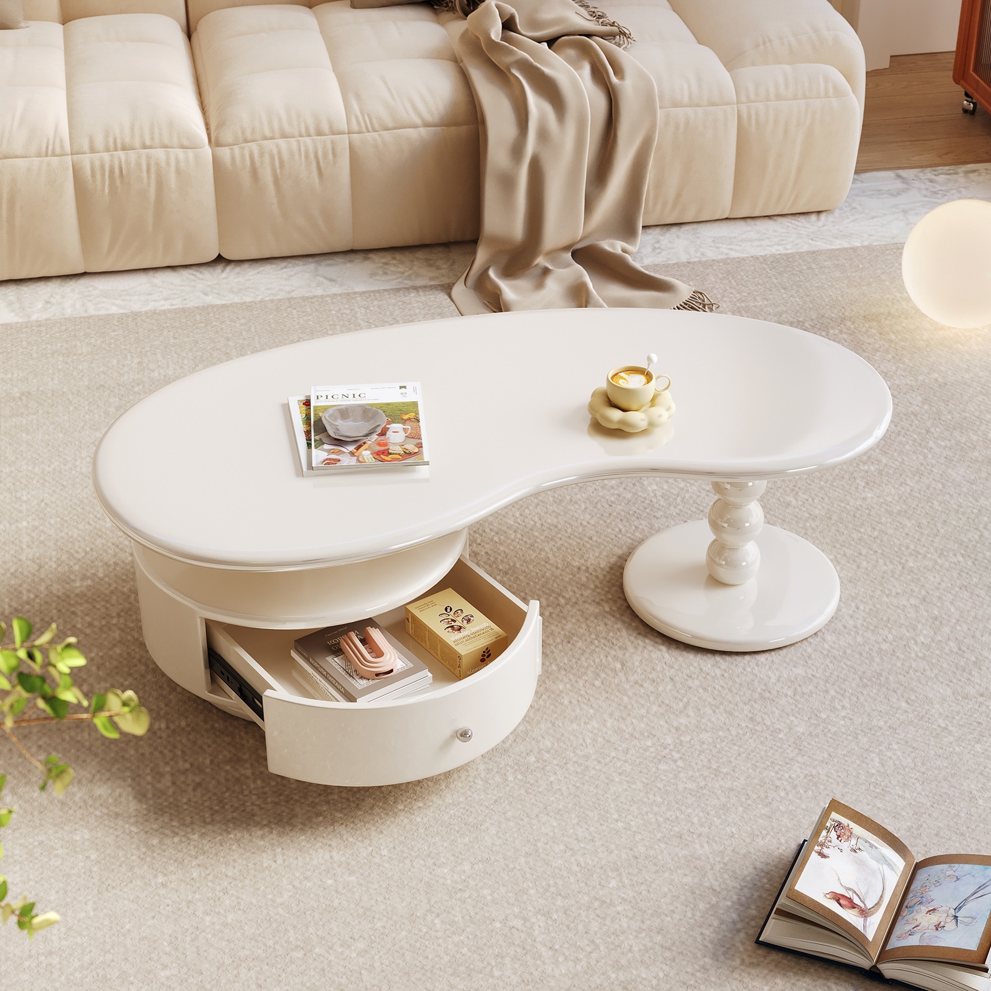 JASIWAY Modern Creative Coffee Table with Storage - Bed Bath