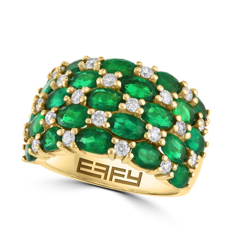 EFFY 14K Gold Diamond Natural Emerald Ring