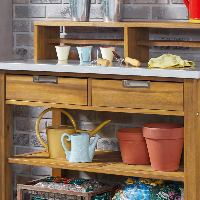 Homestyles Maho Brown Wood Potting Bench - N/A