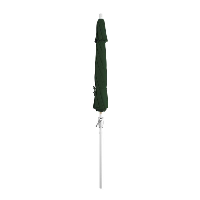 California Umbrella 9' Rd. Aluminum Patio Umbrella, Crank Lift with Push Button Tilt, White Finish, Pacifica Fabric