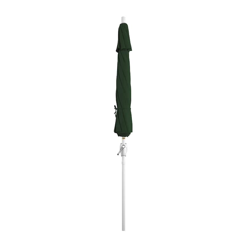 California Umbrella 9' Round Crank Lift Push Button Tilt White Aluminum Patio Umbrella with Pacifica Pacific Blue Fabric