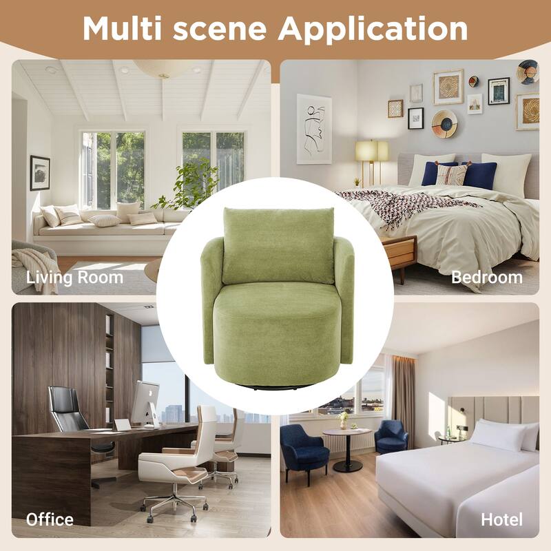 Armchair Barrel Chair with Cushioned Backrest and Soft Armrests, Swivel Chair Accent Chair Lounge Chair