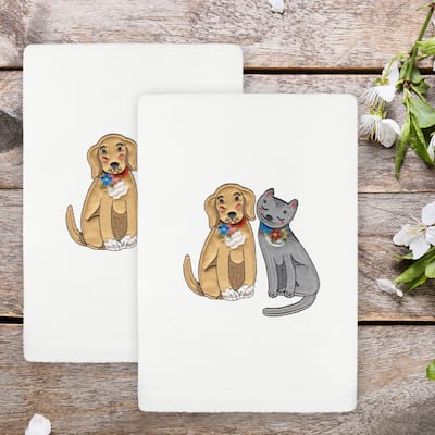 Authentic Hotel and Spa Spring Dog & Cat Turkish Cotton Hand Towels (Set of 2)