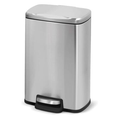 Innovaze 1.3 Gallon Stainless Steel Step Rectangular Bathroom and Office Trash Can