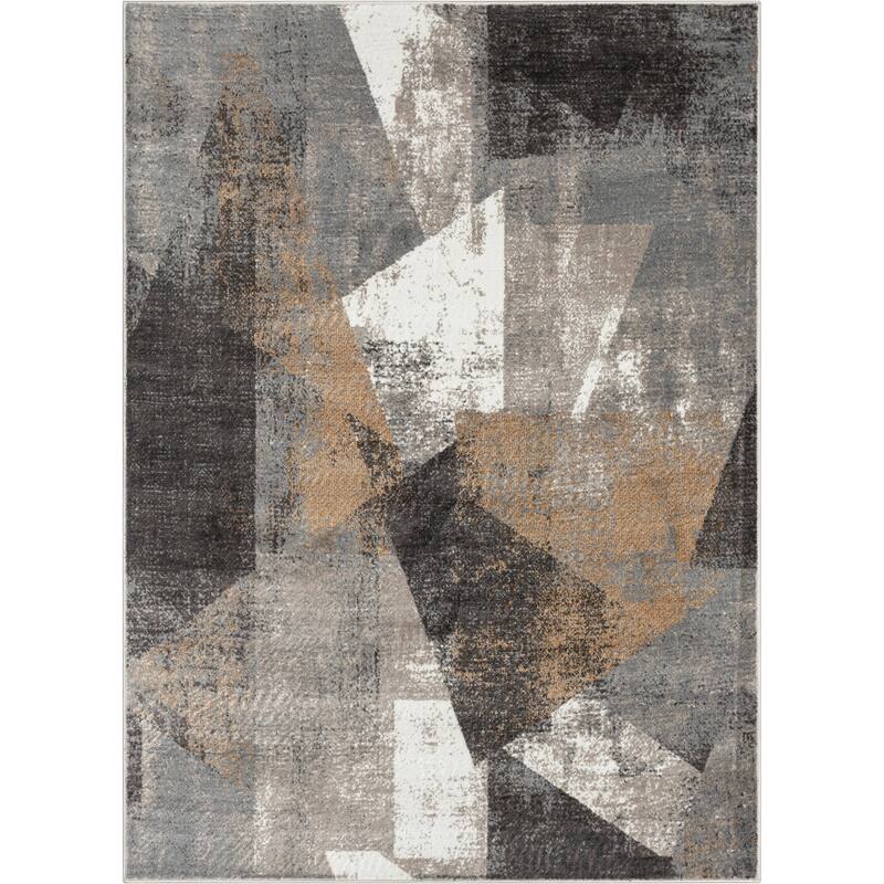 Well Woven Verity Kye Abstract Geometric Modern Area Rug - 3' 11" x 5' 3" - Grey Rust - Runner/Rectangle