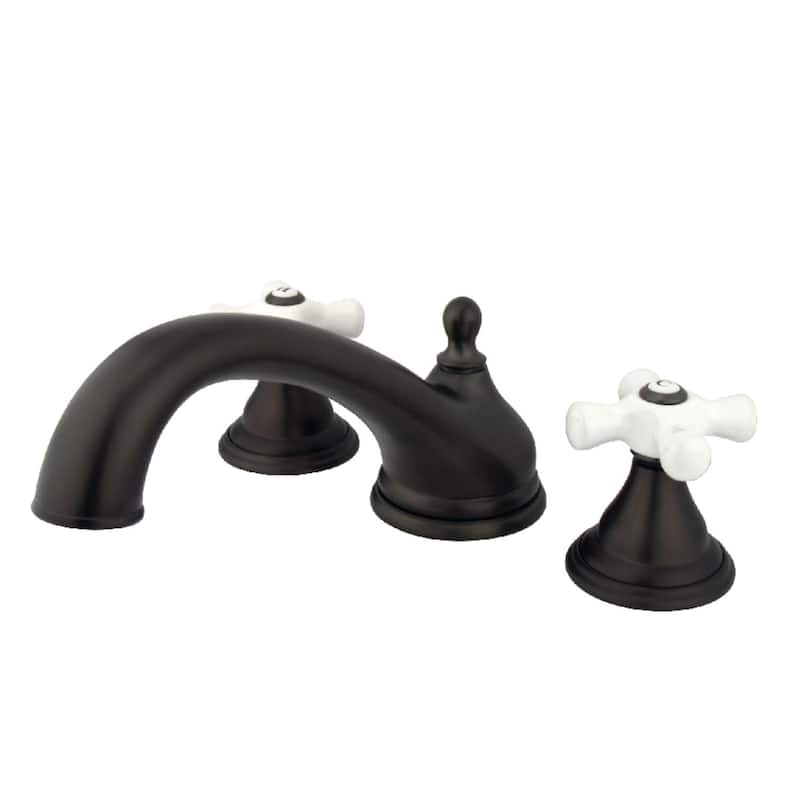 Kingston Brass Vintage Deck Mounted Roman Tub Filler with Cross