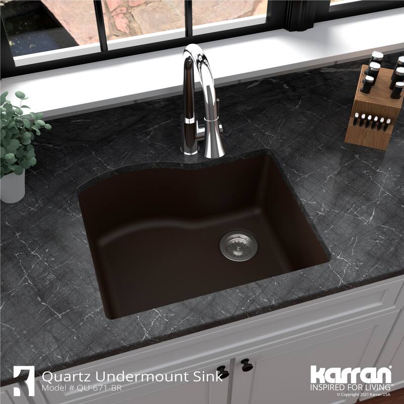 Karran Undermount Quartz 24 in. Single Bowl Kitchen Sink Kit